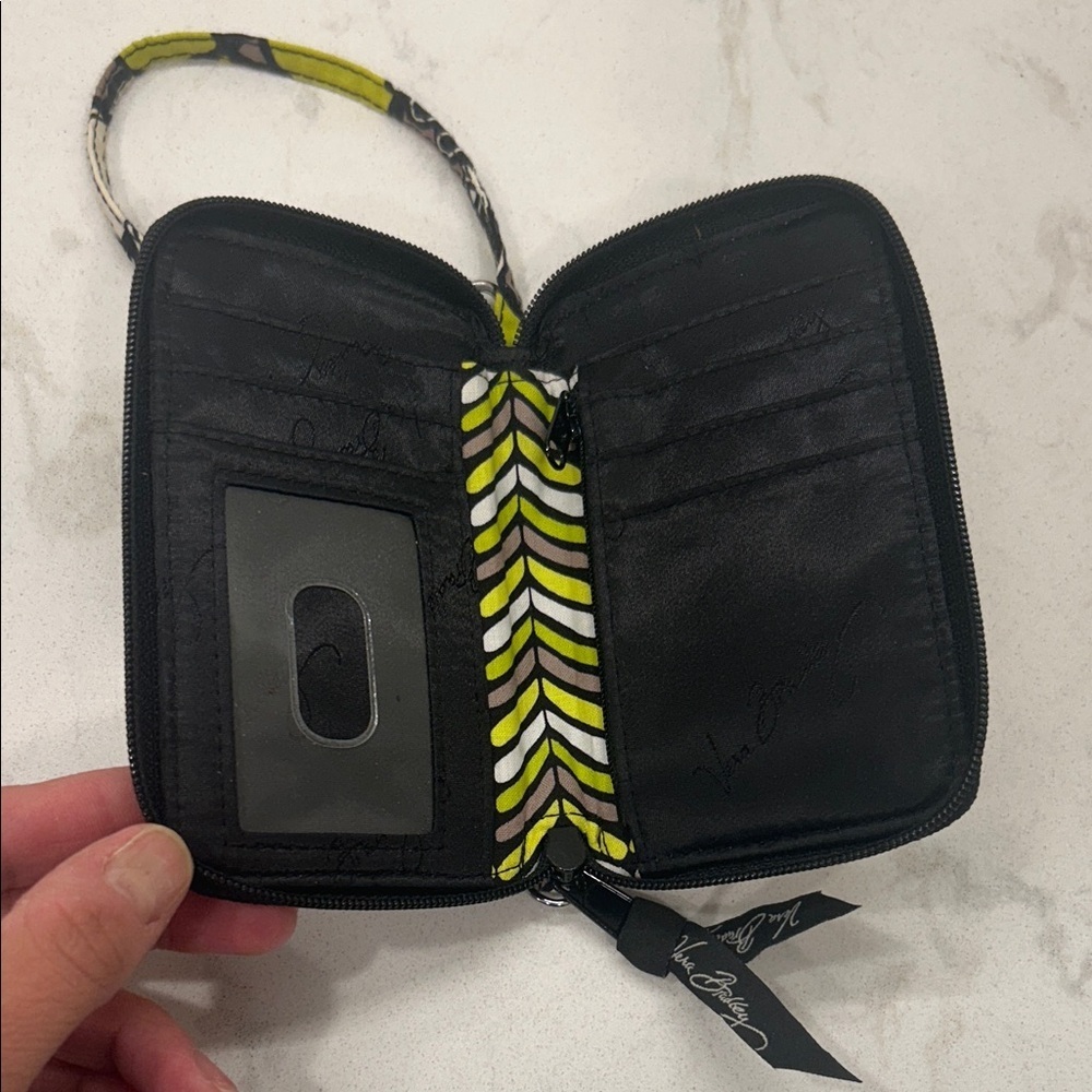 Vera Bradley Yellow and Black Floral Wristlet Retired - Picture 3 of 10